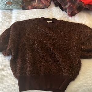 Maeve Shimmering Brown Crew Neck Sweater